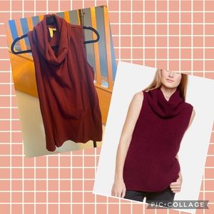 Draped turtleneck sleeveless shirt- Sz L